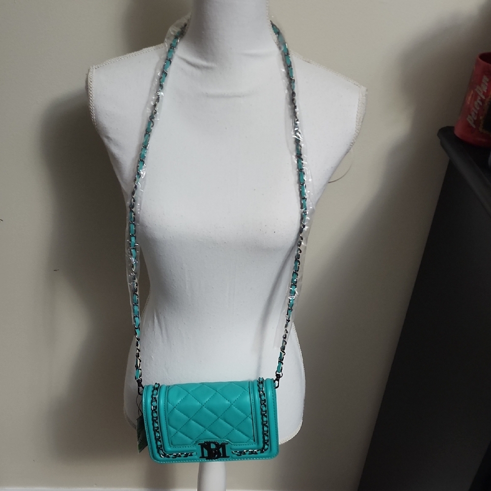 NWT Badgley Mischka Chic Turquoise Quilted Crossbody Bag